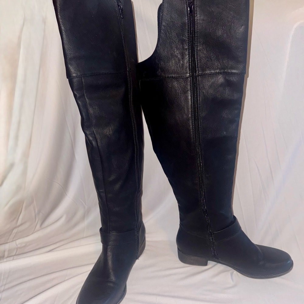 Over the Knee Extended Calf Black Boots